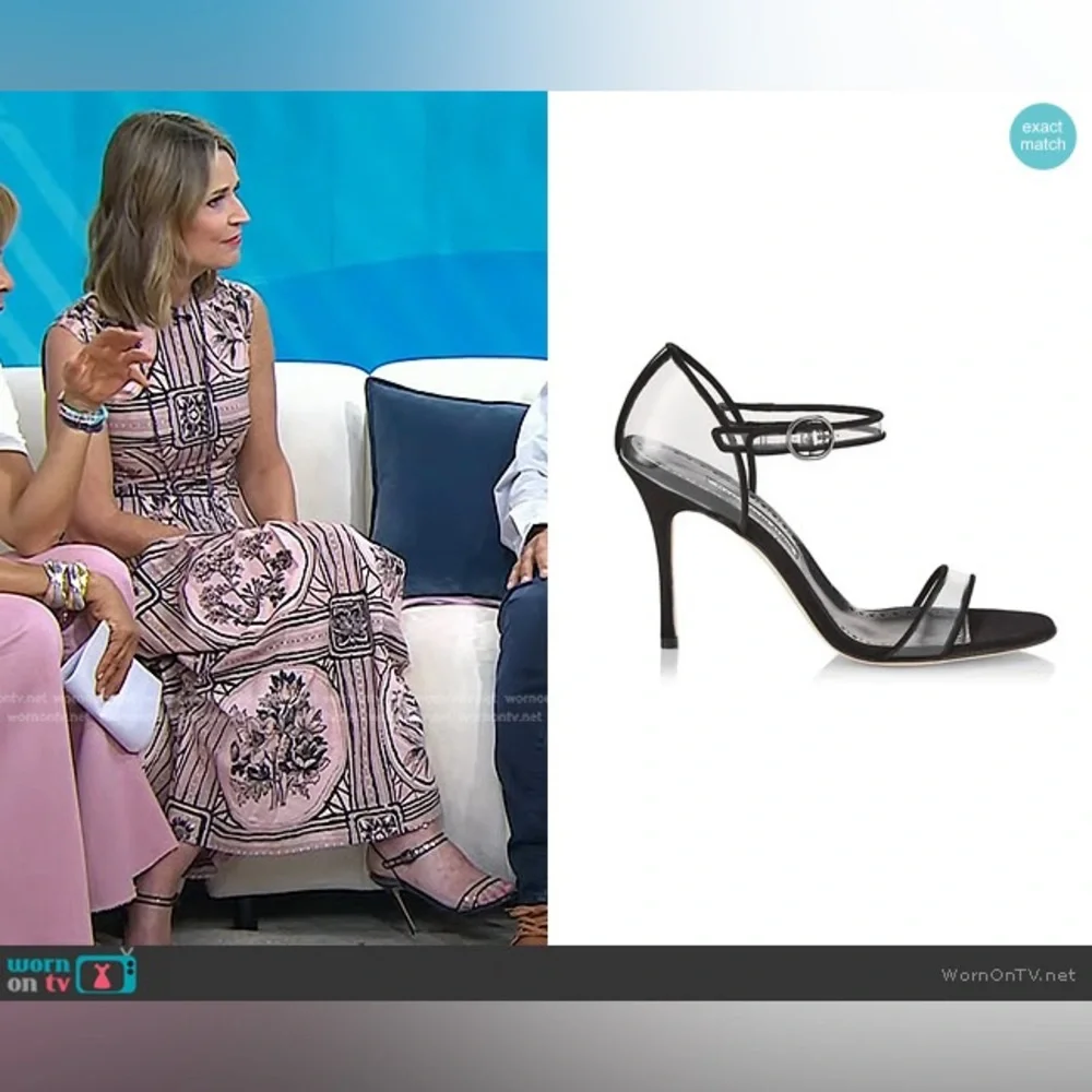 Manolo Blahnik Fersen 105MM Suede-Trimmed PVC Heel Sandals Size 37 - Picture 9 of 9